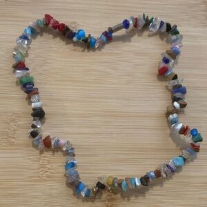 Vintage Multicoloured Stone Chip Necklace unisex